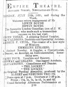 Emeline Ethardo advert - Gateshead Guardian, July 27 1895
